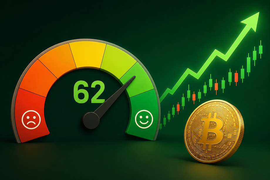Crypto Fear and Greed Index Surges to 62 as Bitcoin Rally Sparks Sharp Sentiment Shift