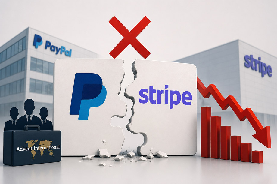 PayPal Shares Plunge After Stripe and Advent End $53 Billion Takeover Bid