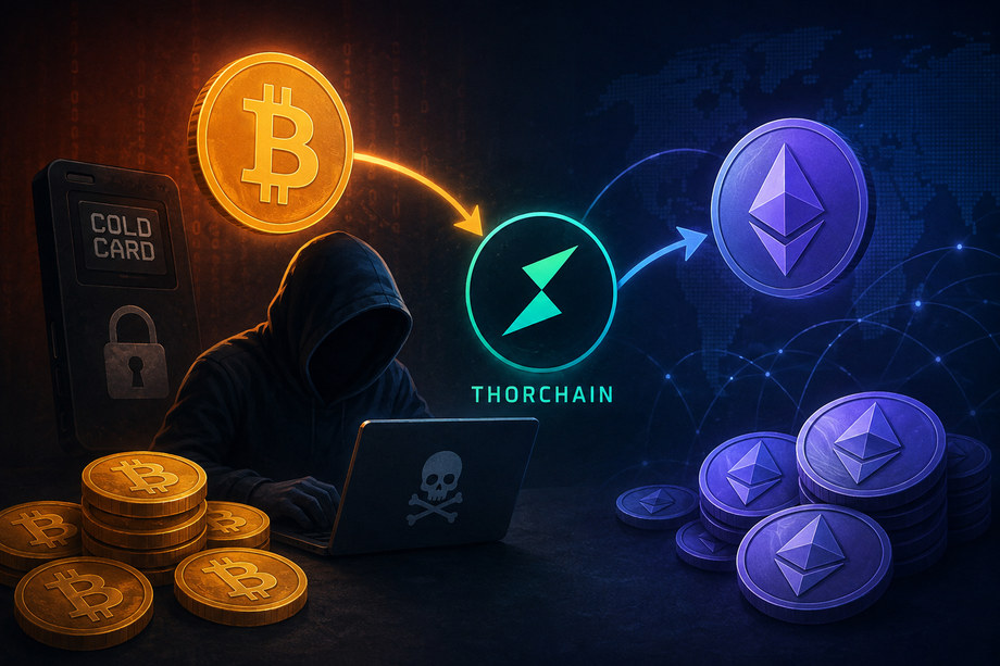 Coldcard Attacker Begins Converting Stolen Bitcoin to Ether via THORChain