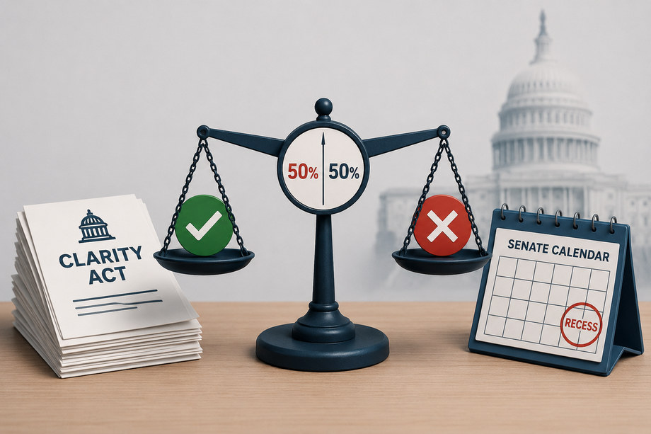 CLARITY Act Passage Odds Cut to 50-50 as Senate Schedule Tightens