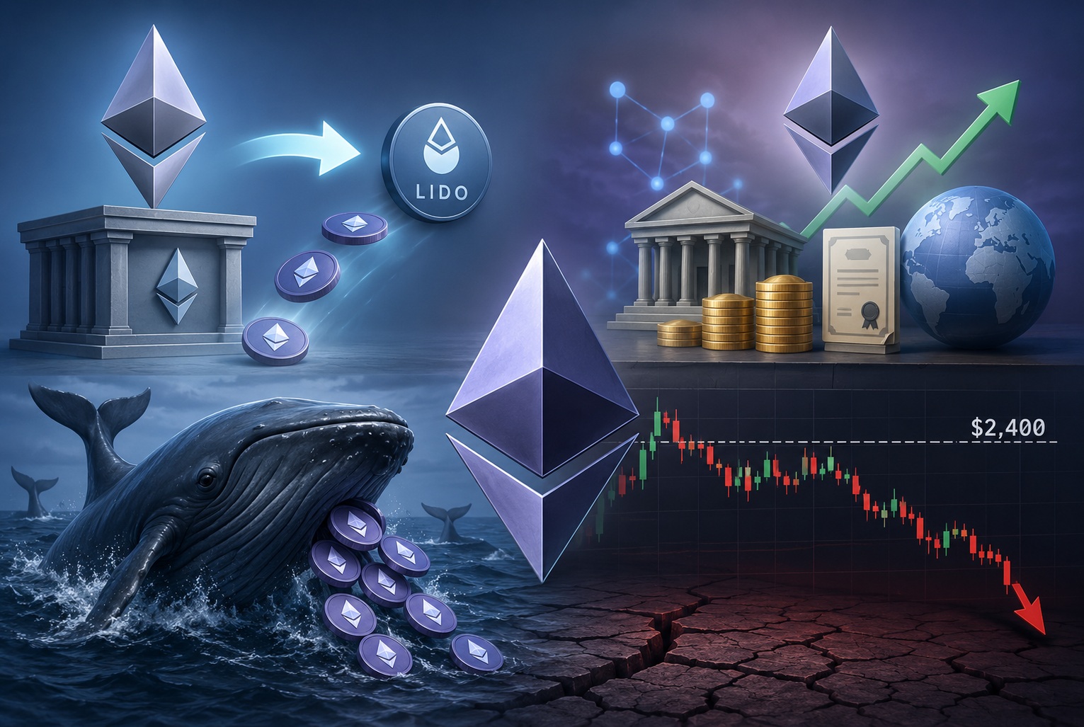 Ethereum Under Siege: Foundation Unstakes Millions, Whales Dump Billions as Price Struggles Below $2,400