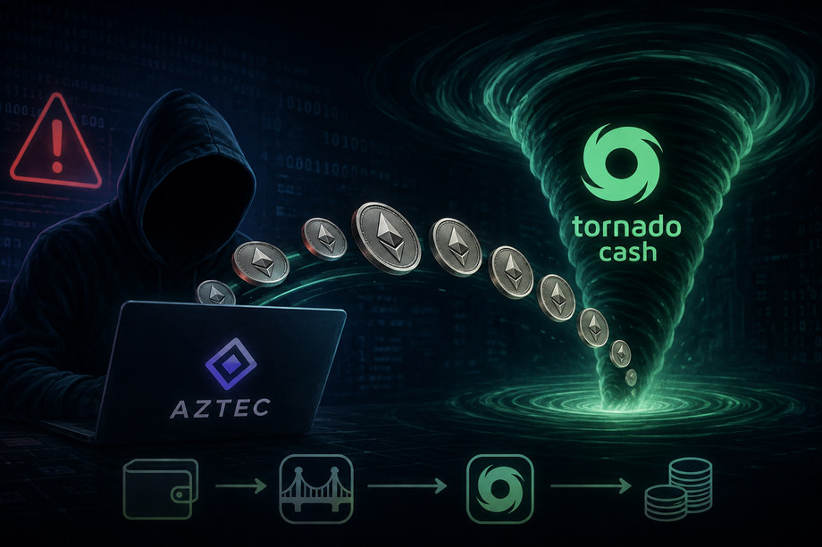 Aztec Exploiter Transfers 500 ETH to Tornado Cash in Measured Laundering Effort